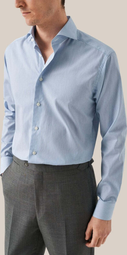 CONTEMPORARY STRIPED TWILL SHIRT Blå, 42