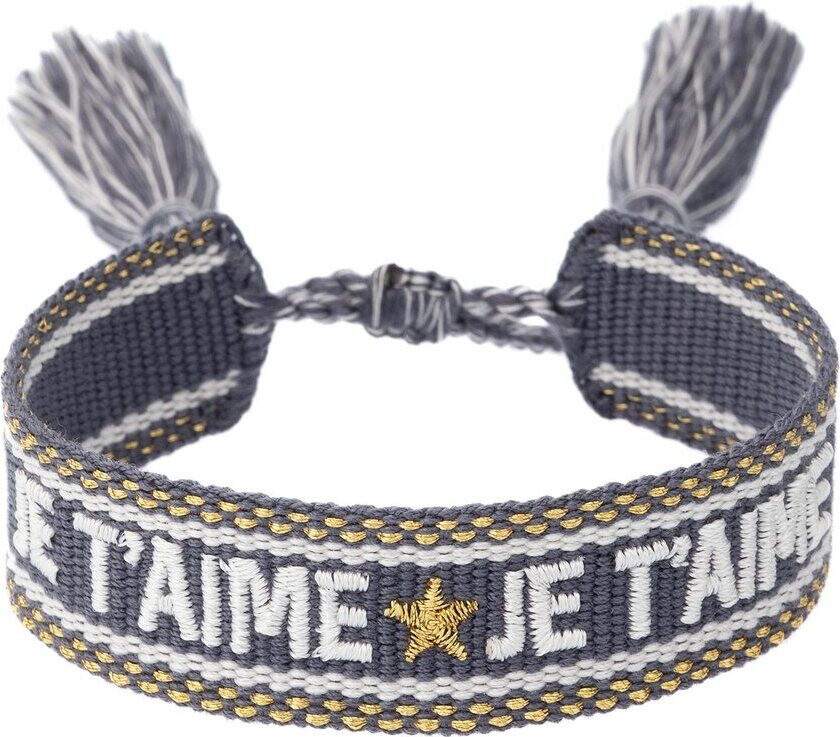 DARK Woven Friendship Bracelet Je T'aime Steel Blue With Gold