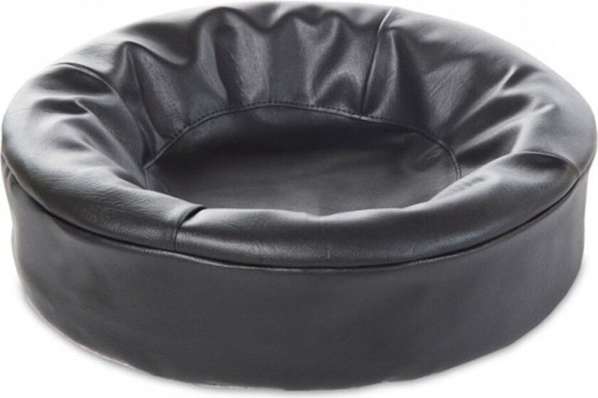 Bia Bed Overtrekk Rund Kunstlær Svart (50x50x12,5 cm)