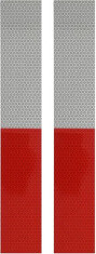 Reflekstape 5x30cm rød/hvit - sett med 2 stk