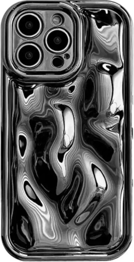 iPhone 15 Pro Fleksibelt Plastdeksel med Ujevn og Skinende Overflate - Svart