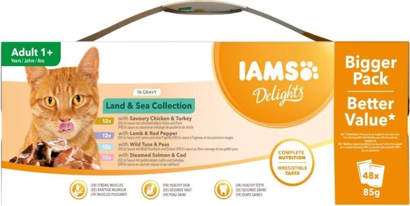 Iams Delights Multipack Land & Sea Collection in Gravy 48x85 g