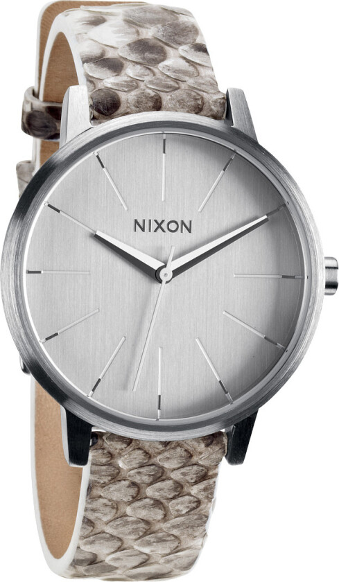 Kensington Leather White Snake A108-843 - Kvarts - Sølv - Dameklokker - Skinn - Mineral