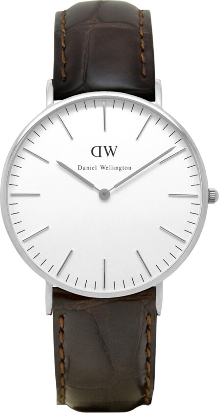 Daniel Wellington Classic York Dameklokke, Sølv, 36mm - Kvarts - Sølv - Dameklokker - Skinn - Mineral