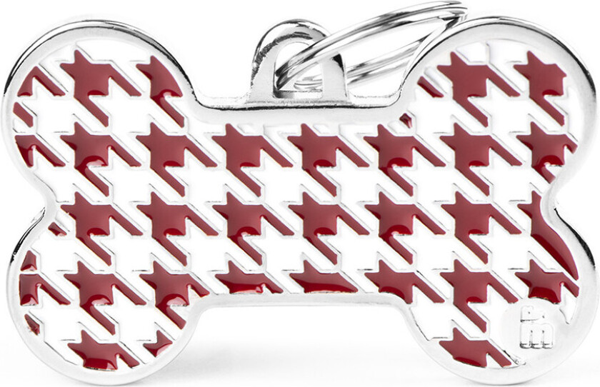 Style Pied de Poule Big Red Bone ID Tag