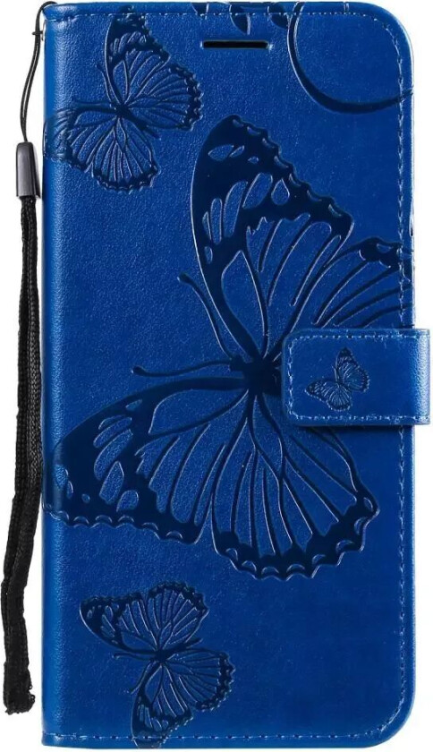 Samsung Galaxy A20s Skinndeksel med Lommebok Sommerfugl - Blå