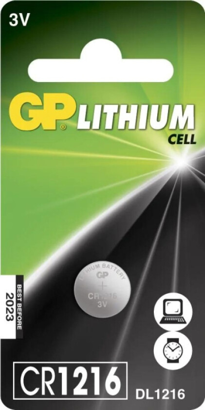 CR1216, Engangsbatteri, CR1216, Lithium, 3 V, 1 stykker, Sølv