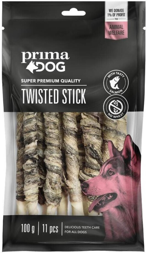 PrimaDog Twisted Stick Salmon 11-pakke