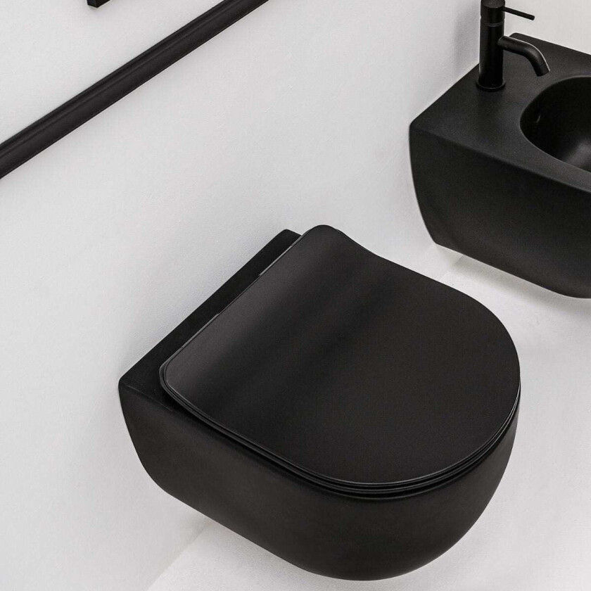 Glomp Mini Slim soft close toalettsete matt sort