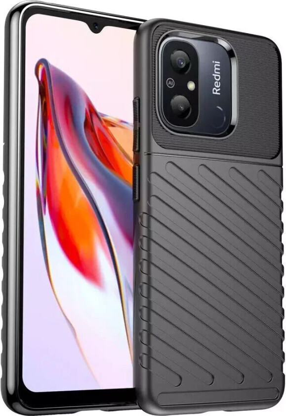 Xiaomi Redmi 12C Thunder Series Twill Plast Deksel - Svart