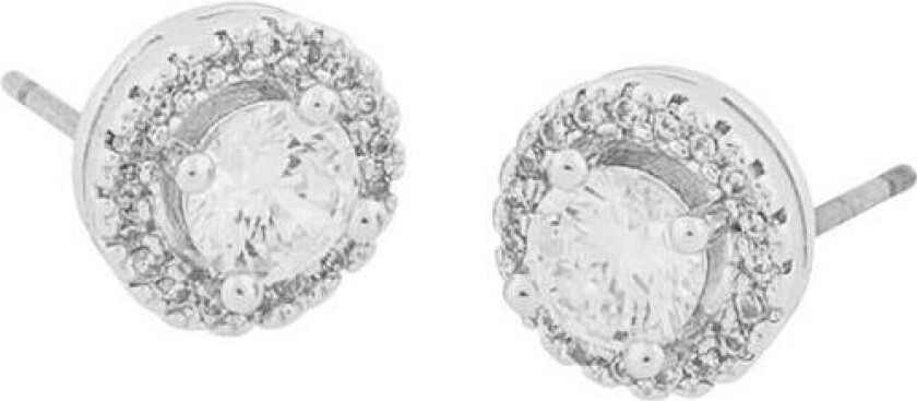 Snö Of Sweden Lou Round Stone Earring Silver/Clear 9mm