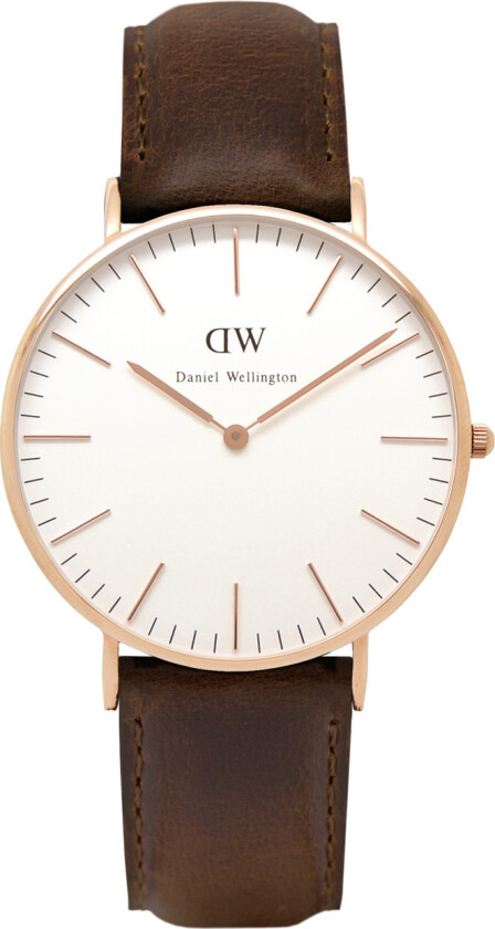 Classic Bristol Dameklokke, Rosé gull, 36mm - Kvarts - Rosegull - Dameklokker - Skinn - Mineral