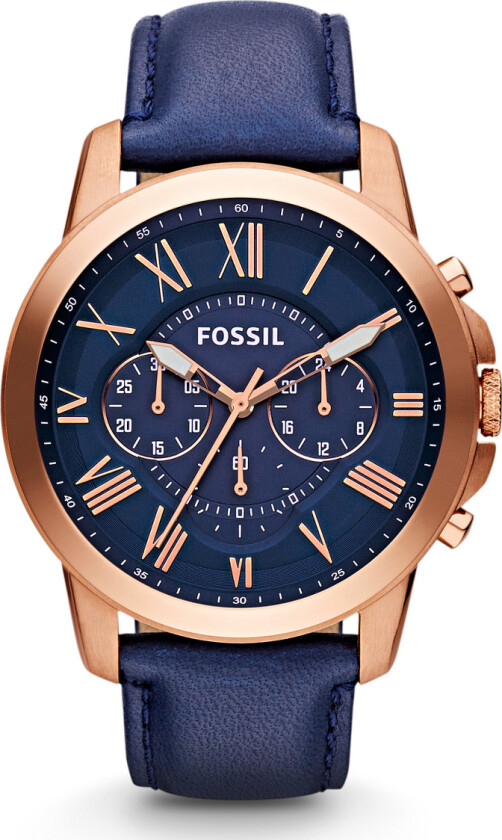Innsiktsfulle valg med - Fossil Grant FS4835 - Kvarts - Rosegull - Herreklokker - Skinn - Mineral