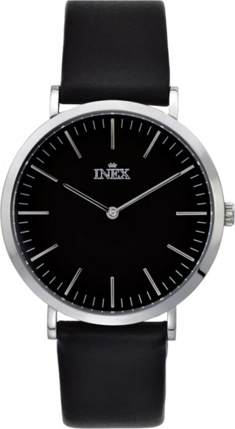 Inex Mens Silver/Black A69464S5I - Kvarts - Sølv - Herreklokker - Skinn - Mineral