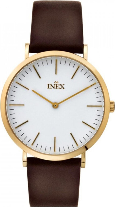 Inex Mens Gold/White A69464D0I - Kvarts - Gull - Herreklokker - Skinn - Mineral