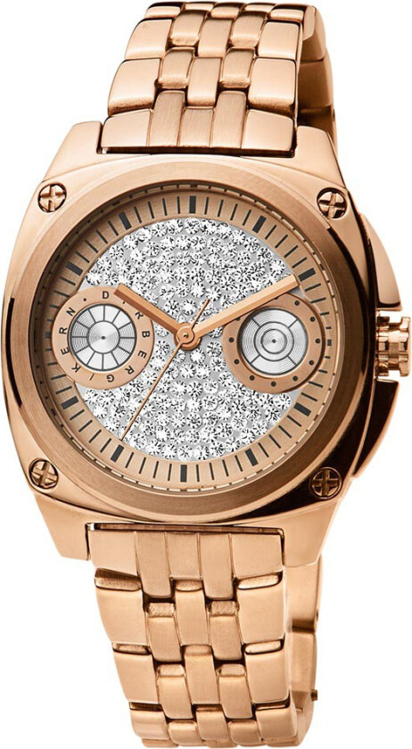 Majesty - PVD-belagt dameklokke i rosegull med Swarovski elementer - Kvarts - Rosegull - Dameklokker - Rustfritt stål - ledd m/pin -...