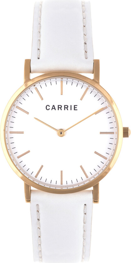 Gold White Leather CA3601WH - Kvarts - Gull - Dameklokker - Skinn - Mineral