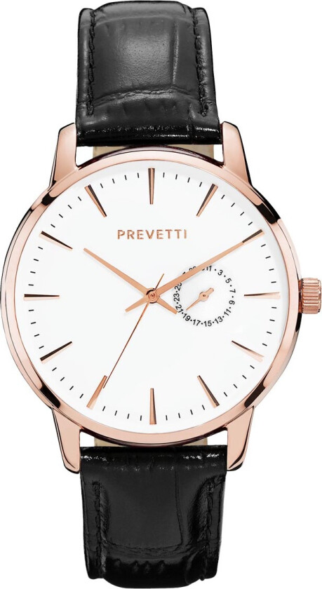 Hamptons Rosegold/Black PR12005 - Kvarts - Rosegull - Herreklokker - Skinn - Mineral