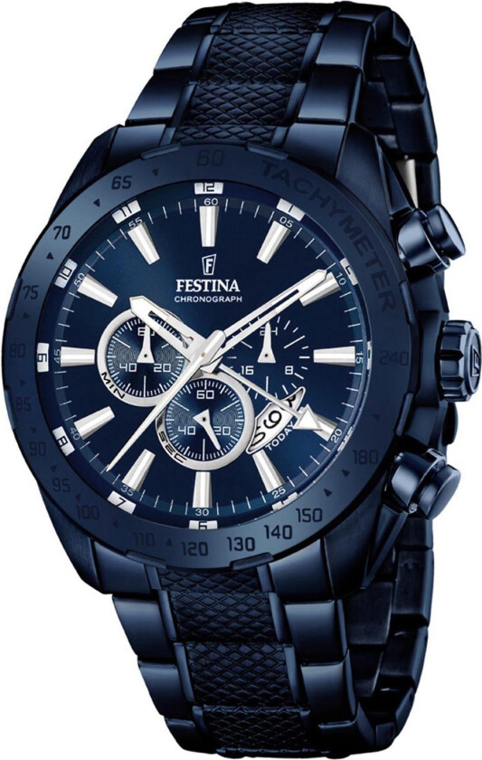 Chronograph F16887/1 - Kvarts - Blå Marineblå - Herreklokker - Rustfritt stål - ledd m/pin - Mineral