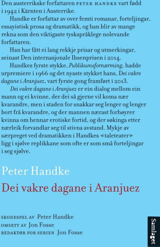 Dei vakre dagane i Aranjuez av Peter Handke