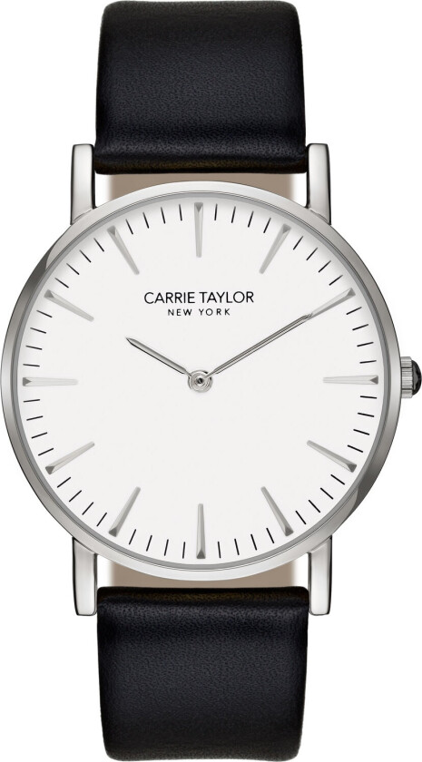 Ta over verden med - Carrie Taylor Lexington Silver/White Black Leather - Kvarts - Sølv - Dameklokker - Skinn - Mineral