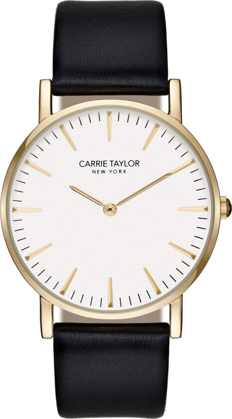 En utrolig reise med - Carrie Taylor Lexington Gold/White Black Leather - Kvarts - Gull - Dameklokker - Skinn - Mineral