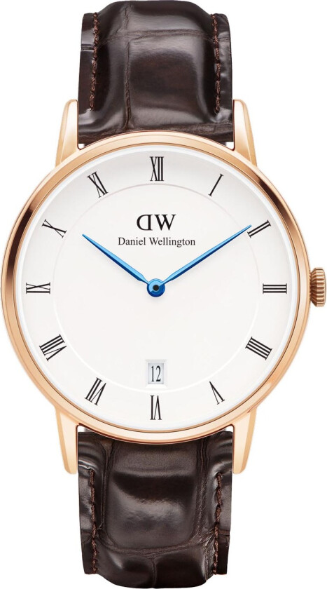 Daniel Wellington Dapper York - Klassisk dameklokke i rosegull med mørkebrun lærreim - Kvarts - Rosegull - Dameklokker - Skinn - Mineral
