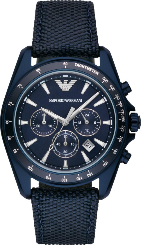 Emporio Armani AR6132 - Kvarts - Blå - Herreklokker - Skinn - Mineral
