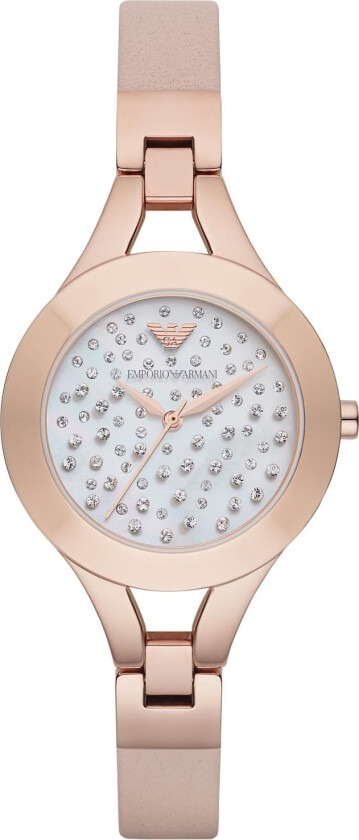 Emporio Armani AR7437 - Kvarts - Kobber Rosegull - Dameklokker - Skinn - Mineral