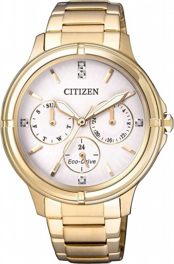 FD2032-55A - Stilig dameklokke med Swarovski krystaller og kronografer - Kvarts - Gull - Dameklokker - - Mineral