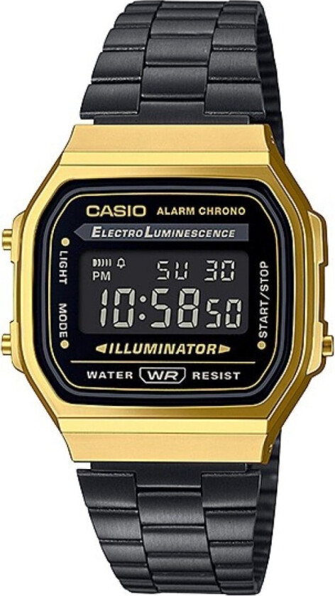 Gjør dagen din med - Casio Classic A168WEGB-1BEF - Digital - Gull - Unisex - Rustfritt stål - ledd m/skrue - Akryl