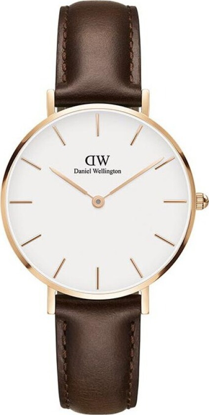 Classic Petite 32mm Bristol DW00100171 - Kvarts - Kobber Rosegull - Dameklokker - Skinn - Mineral