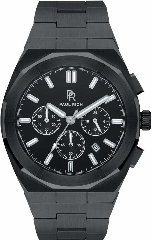 Motorsport Black Steel - Kvarts - Sort - Herreklokker - Rustfritt stål - ledd m/pin -