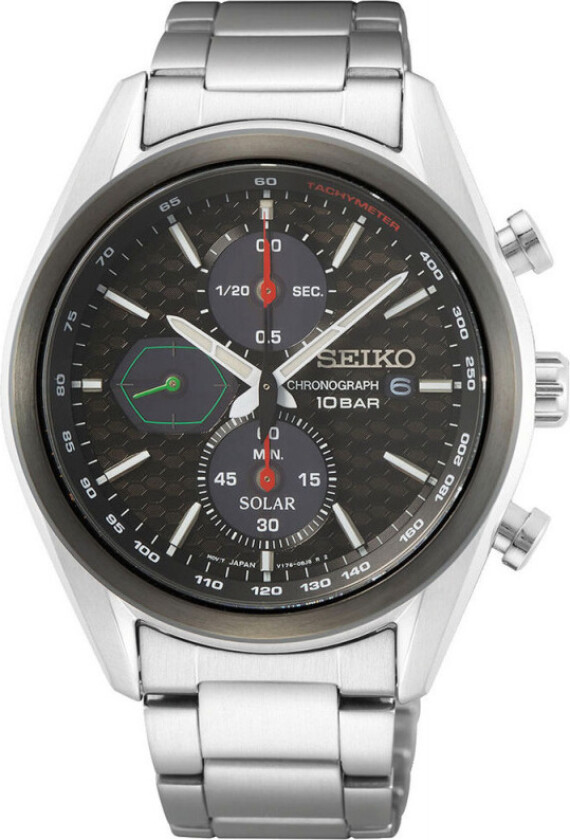 Seiko Solar Macchina Sportiva SSC803P1 - Kvarts - Sølv - Herreklokker - Rustfritt stål - ledd m/pin - Safir