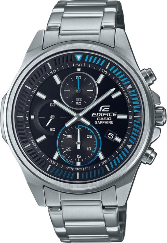 Edifice EFR-S572D-1AVUEF - Kvarts - Sølv - Herreklokker - Rustfritt stål - ledd m/pin - Safir