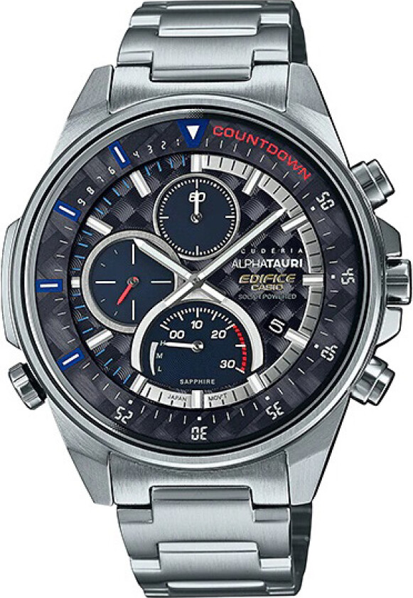 Edifice Limited EFS-S590AT-1AER - Kvarts - Sølv - Herreklokker - Rustfritt stål - ledd m/pin - Safir