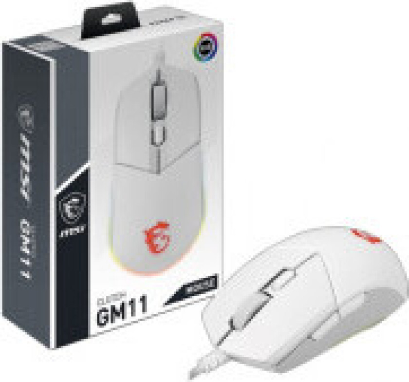 Clutch GM11 - mouse - USB - white - Mus - Optisk - 6 - Hvit