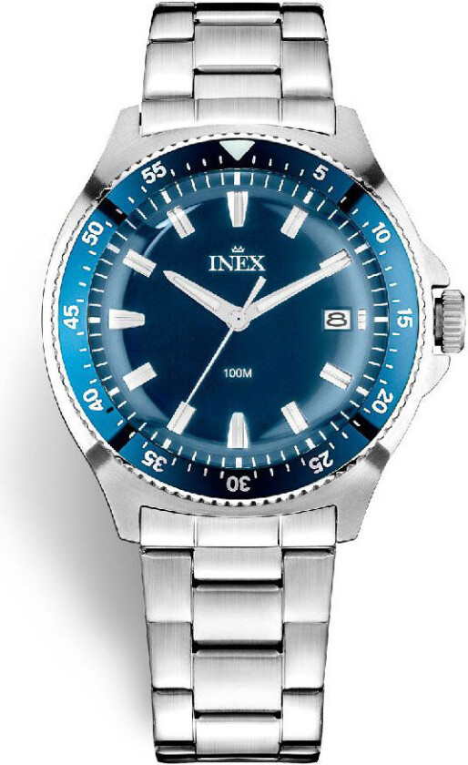 Inex Mens Sport Silver Blue A69530-1S8I - Kvarts - Sølv - Herreklokker - Rustfritt stål - ledd m/pin - Mineral