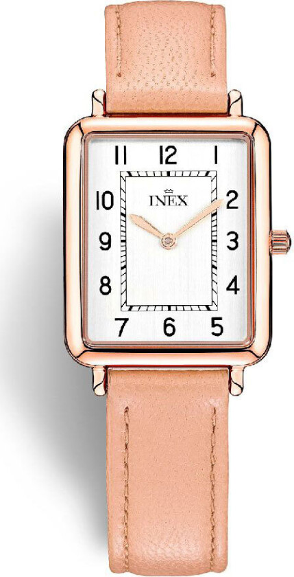 Inex Ladies Rose Gold White A69531-2D4A - Kvarts - Rosegull - Dameklokker - Skinn - Mineral