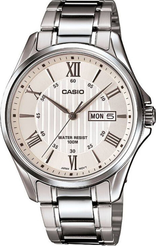 Classic MTP-1384D-7AVEF - Kvarts - Sølv - Herreklokker - Rustfritt stål - ledd m/pin - Mineral
