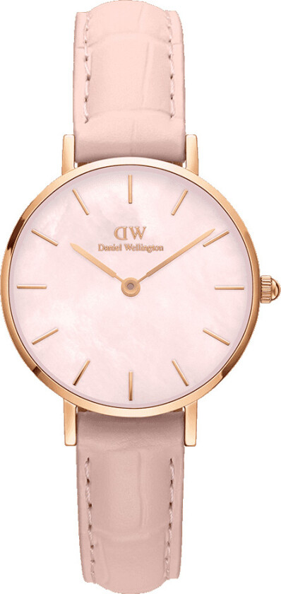 Petite Rouge 28mm DW00100511 - Kvarts - Rosegull - Dameklokker - Skinn - Mineral