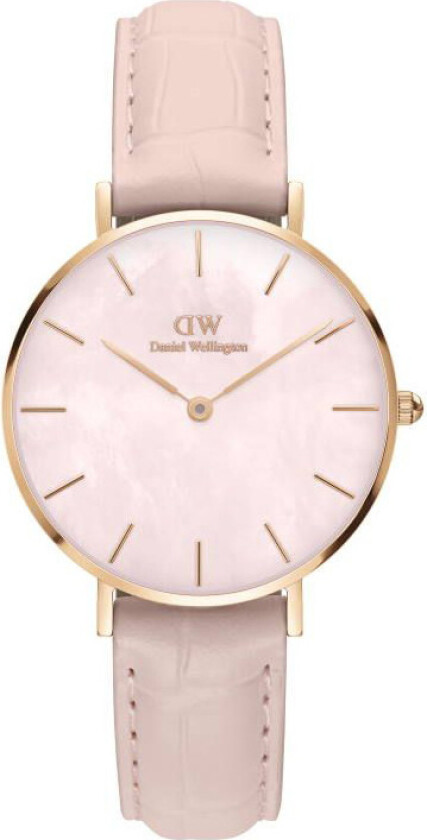 Petite Rouge 32mm DW00100514 - Kvarts - Rosegull - Dameklokker - Skinn - Mineral