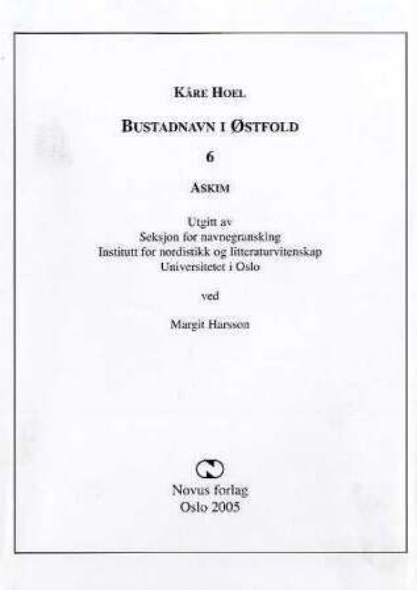 Bustadnavn i Østfold av Margit Harsson