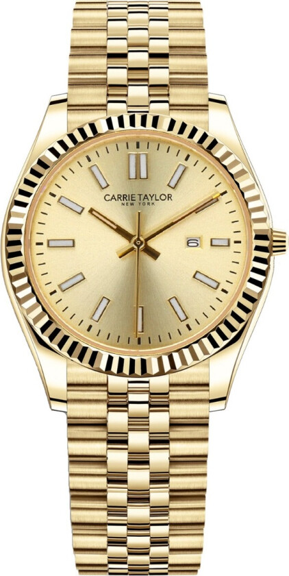 32mm Golden Classic Date Sapphire CTW501 - Kvarts - Gull - Dameklokker - Rustfritt stål - ledd m/pin - Safir