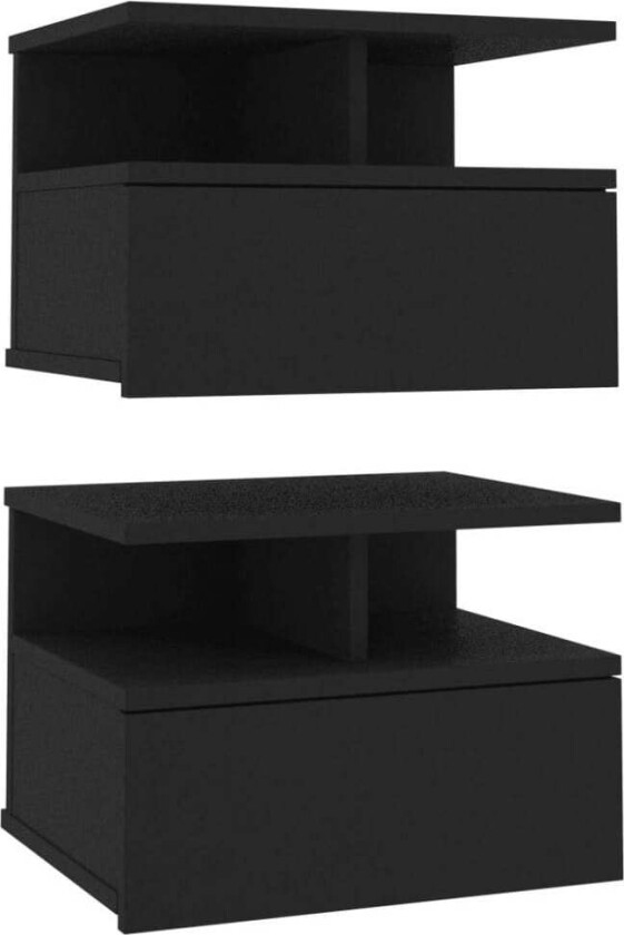 Flytende nattbord 2 stk svart 40x31x27 cm konstruert tre