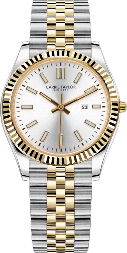 32mm Two Tone Classic Date Sapphire CTW502 - Kvarts - Gull Sølv - Dameklokker - Rustfritt stål - ledd m/pin - Safir