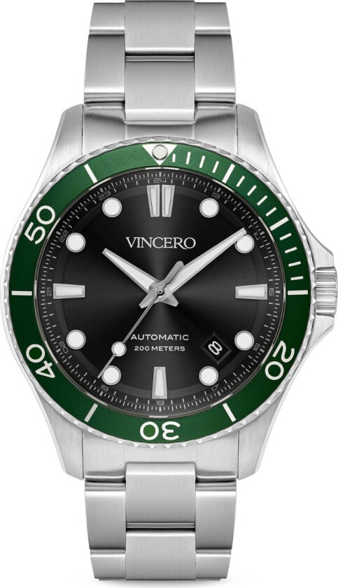 The Argo Automatic Black Green Bla-Grn-I01 - Automatisk - Sølv - Herreklokker - Rustfritt stål - ledd m/pin - Safir