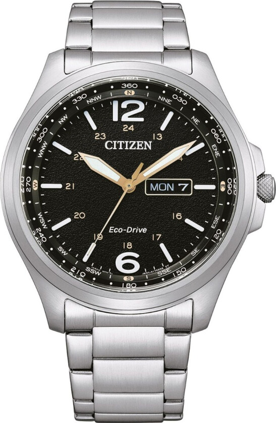 Eco-Drive Military AW0110-82E - Kvarts - Sølv - Herreklokker - Rustfritt stål - ledd m/pin - Mineral