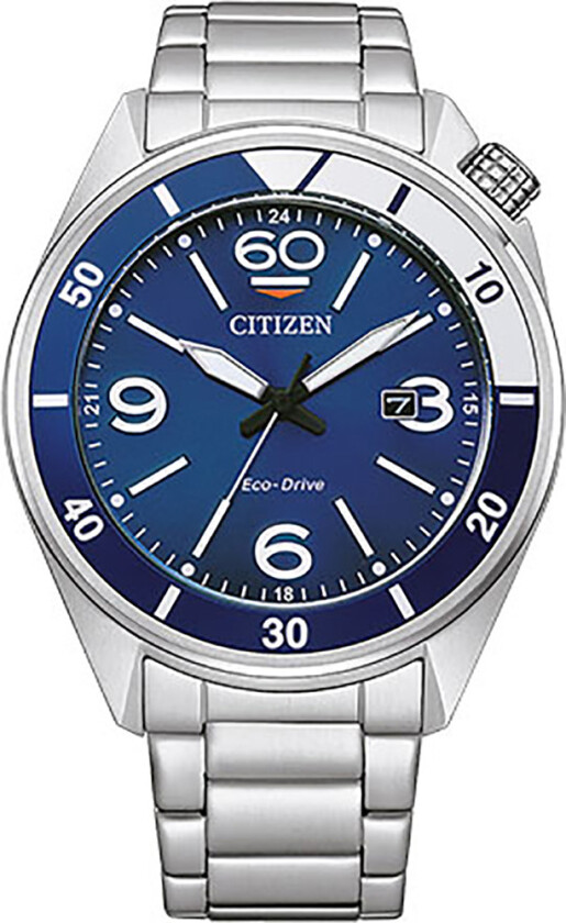 Aviator Marine AW1711-87L - Kvarts - Sølv - Herreklokker - Rustfritt stål - ledd m/pin - Mineral
