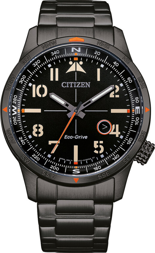 Pilot BM7555-83E - Kvarts - Sort - Herreklokker - Rustfritt stål - ledd m/pin - Mineral